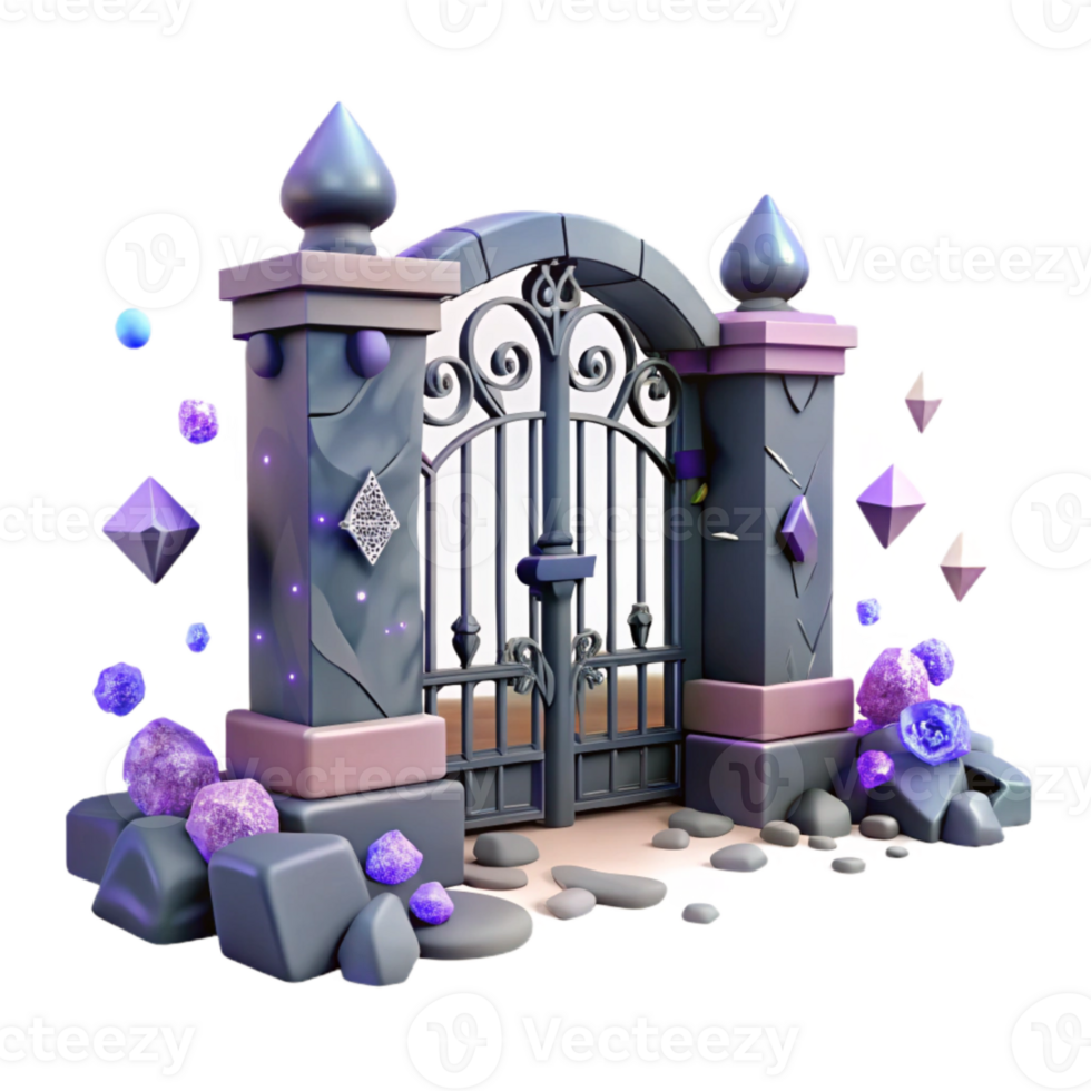 beautiful modern Graveyard Gate Isolated with Wrought Iron Design high quality png