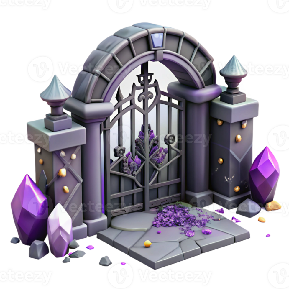 beautiful contemporary Graveyard Gate Isolated with Wrought Iron Design high quality png