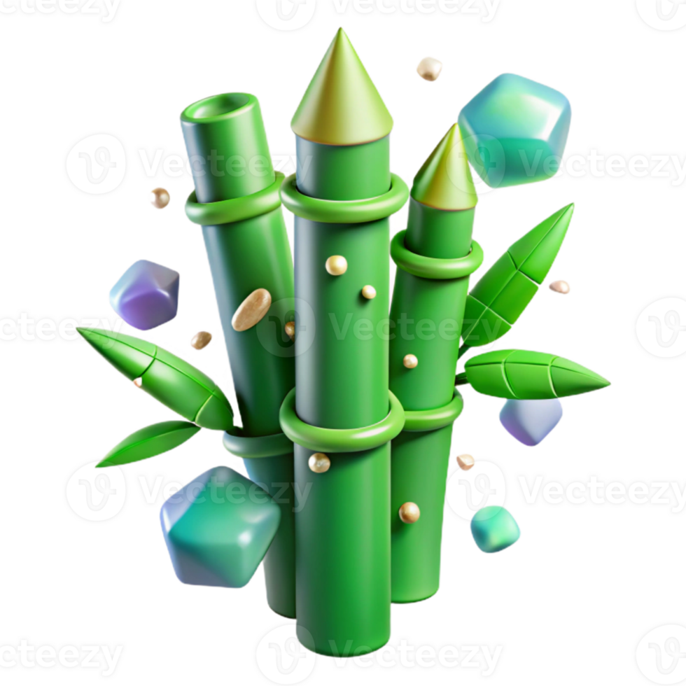 dramatic rustic Green Bamboo Stalk Cutout detailed png