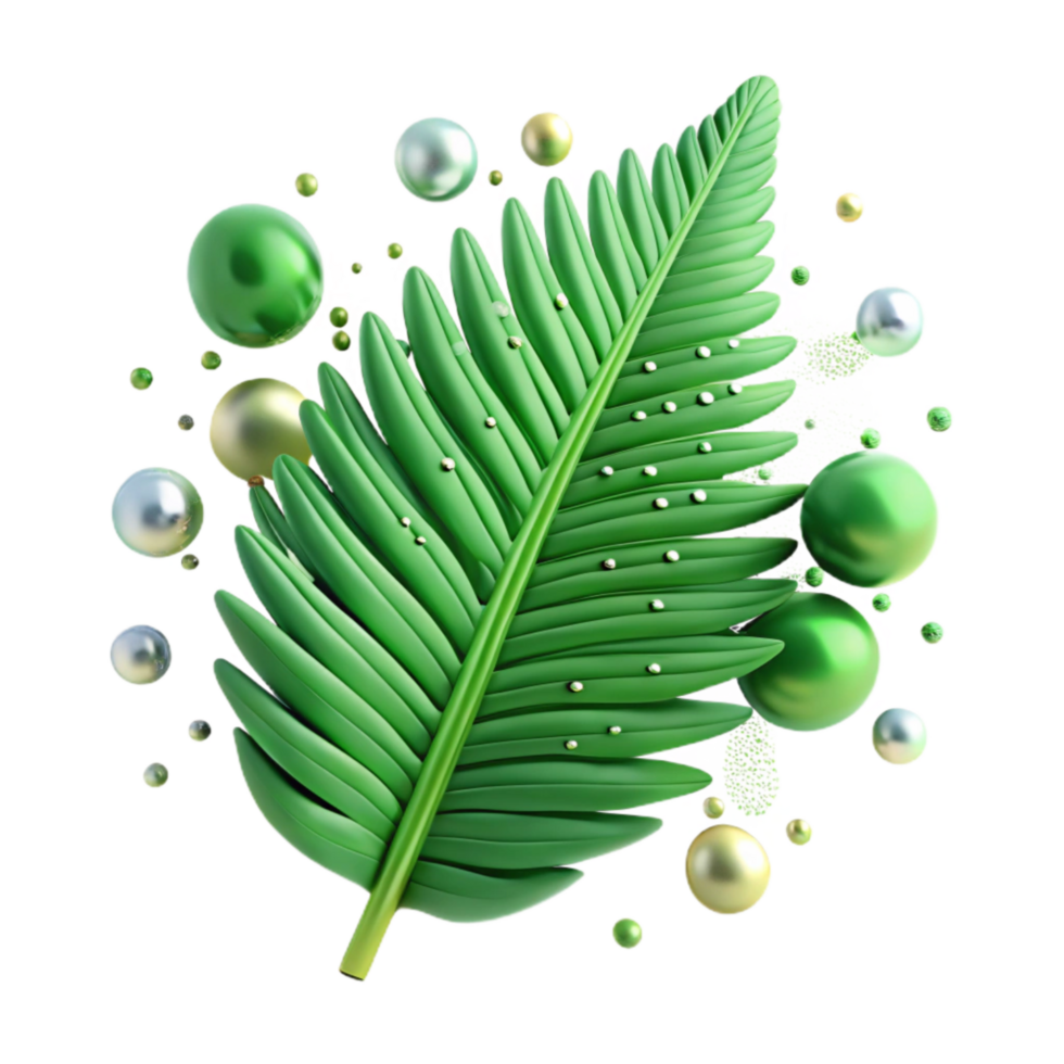 dramatic artistic Green Fern Leaf Detailed Texture Isolated png