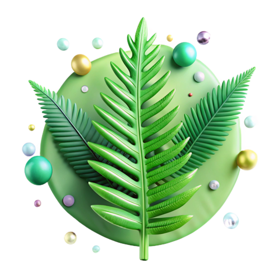 elegant artistic Green Fern Leaf Cutout with Transparent Background high quality png