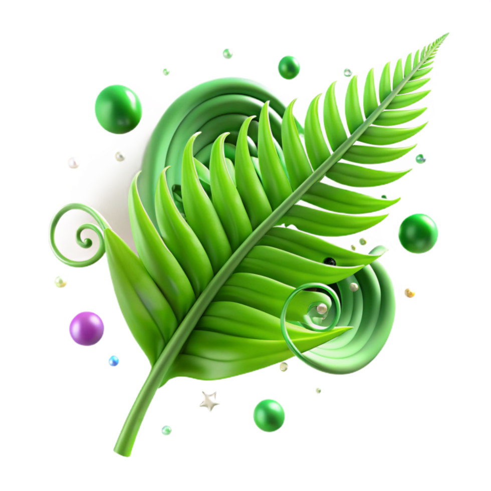 extraordinary artistic Green Fern Leaf Unfurling Transparent Background original png