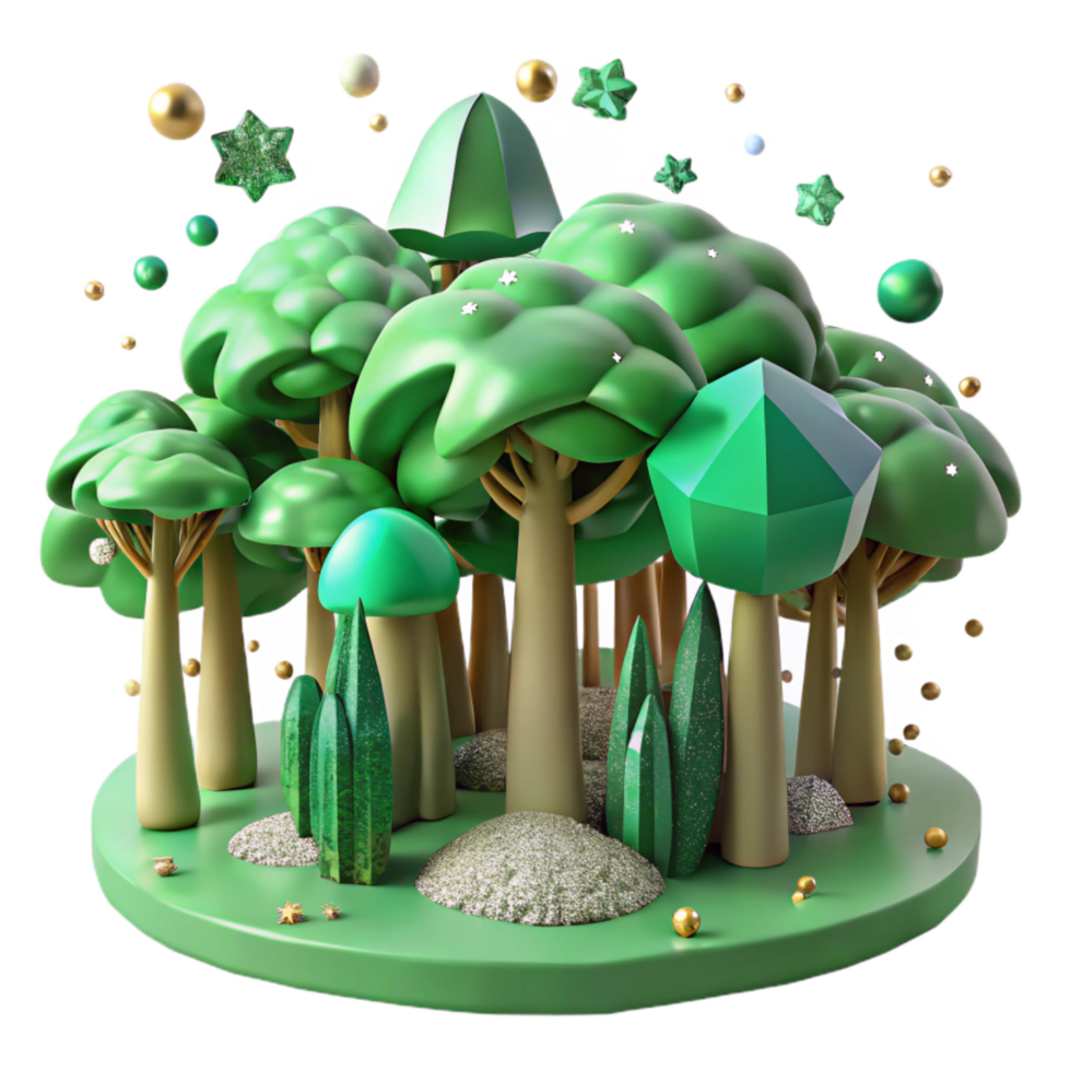 serene modern Green Forest Canopy Top View Isolated authentic png
