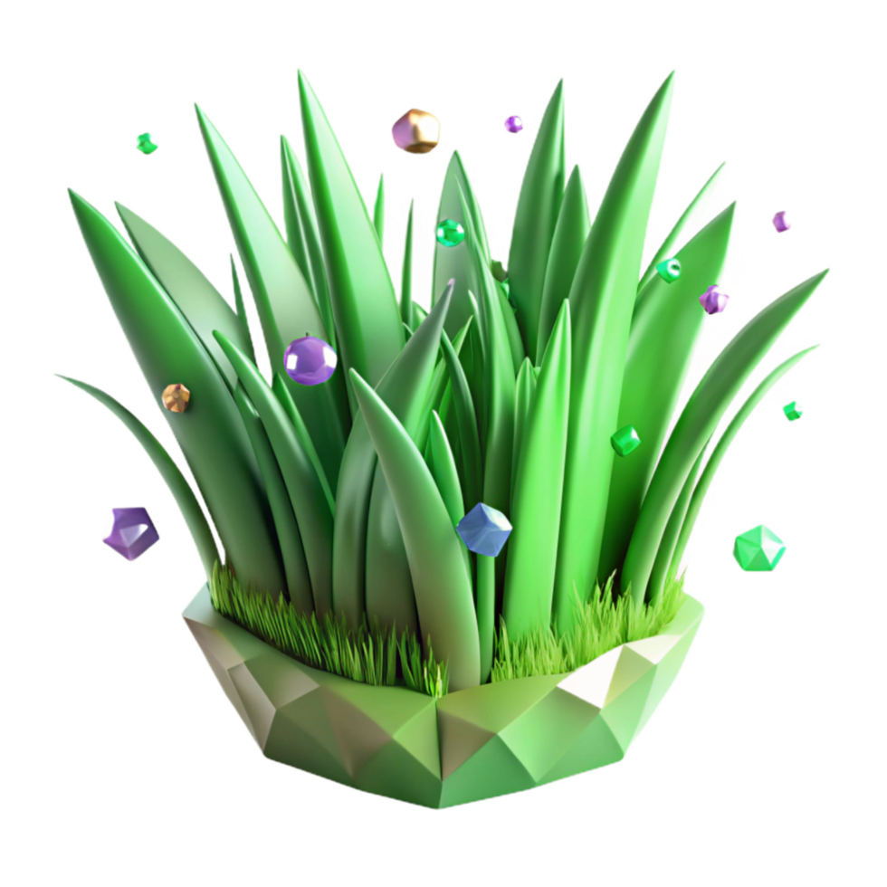 elegant modern Green Grass Blades Close Up Transparent Background premium png