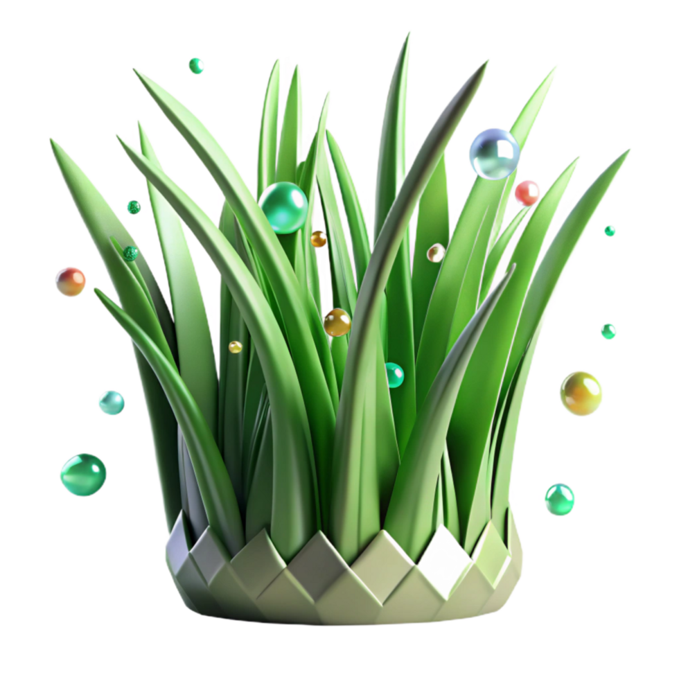 serene minimalist Green Grass Blades Close Up Transparent Background png