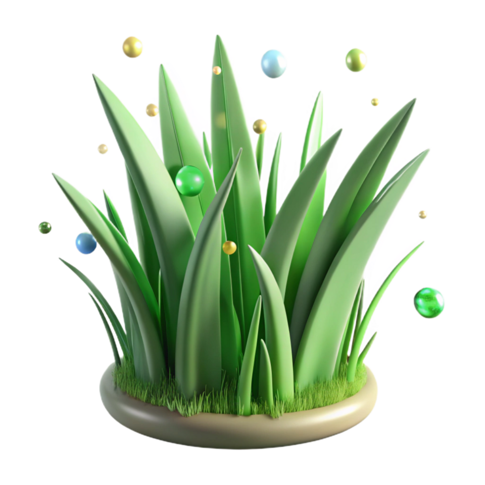 elegant classic Green Grass Blades Isolated with Realistic Texture professional png