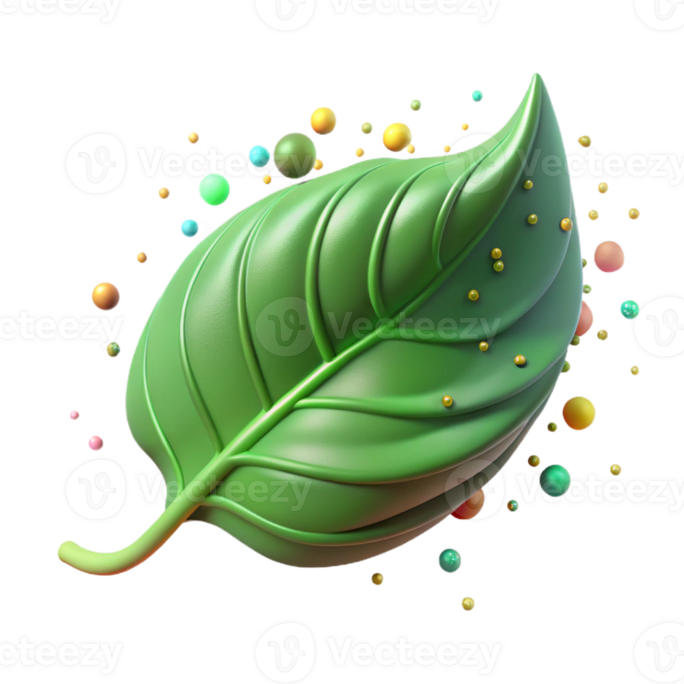 wonderful artistic Green Leaf Blowing in Whispering Winds Isolated high resolution png