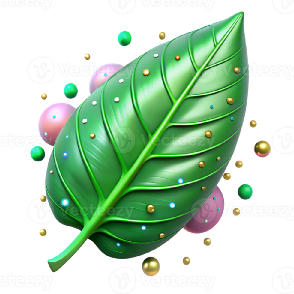 extraordinary creative Green Leaf Cutout with Detailed Veins Transparent Background detailed png
