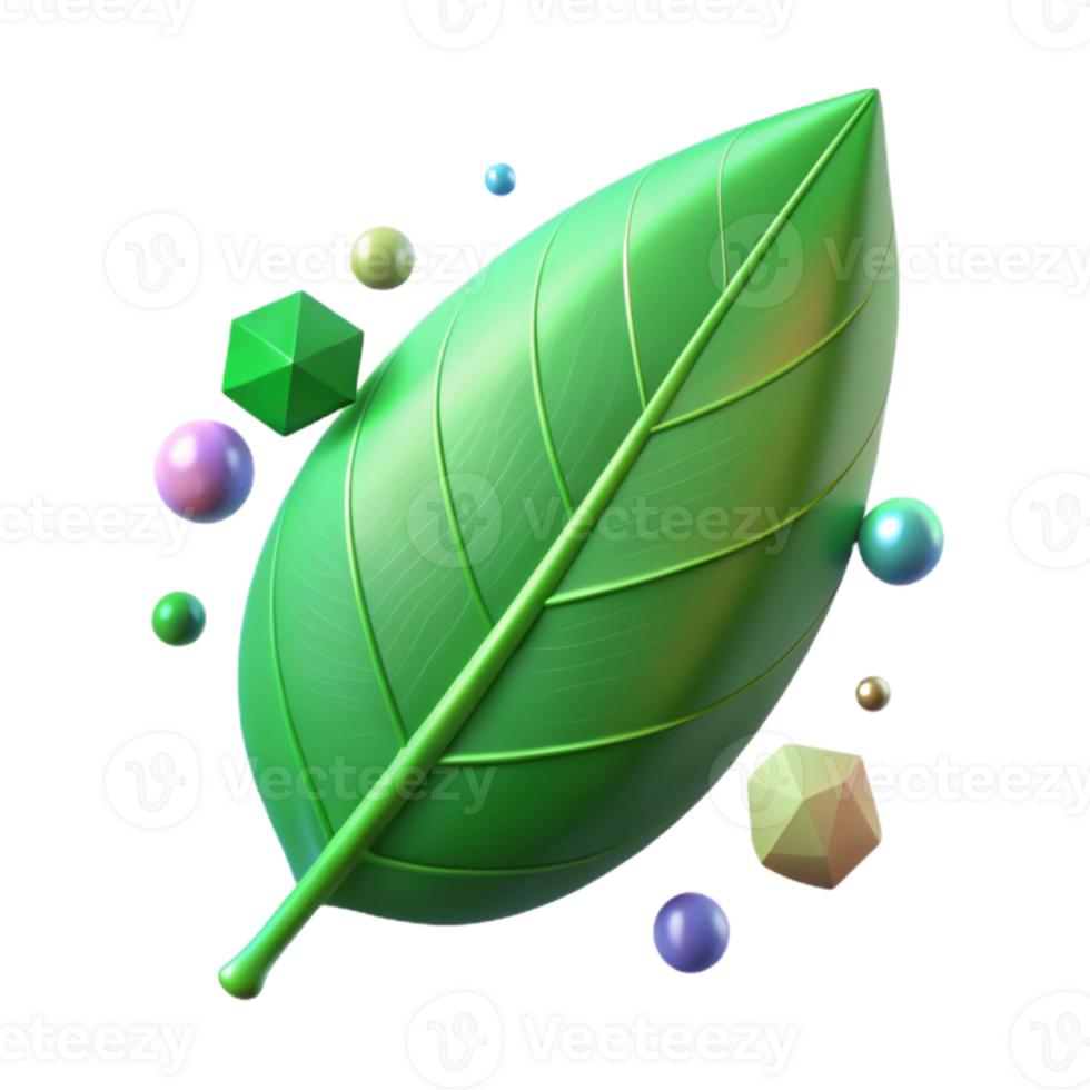 beautiful abstract Green Leaf Side View Isolated Element high quality png