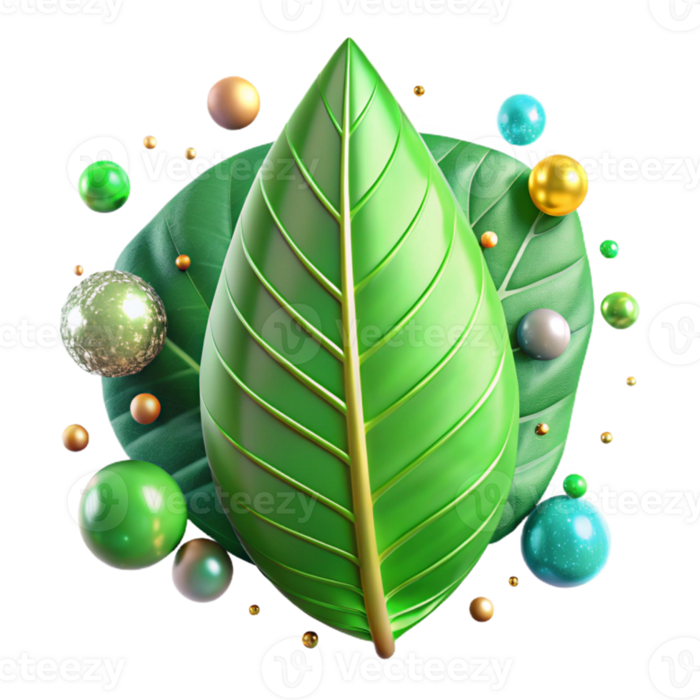 vibrant modern Green Leaf Isolated with Veins Detail exclusive png