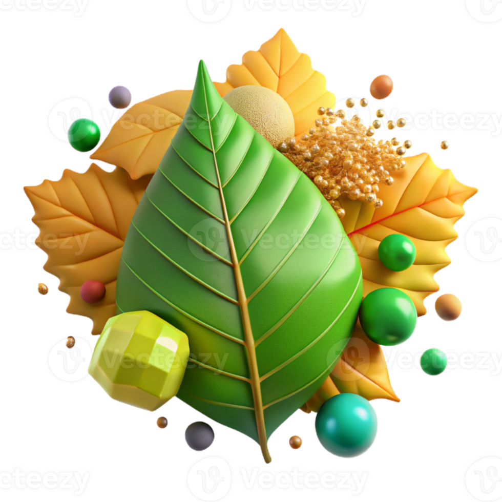 beautiful traditional Green Leaf Pile Cutout with Autumn Colors authentic png