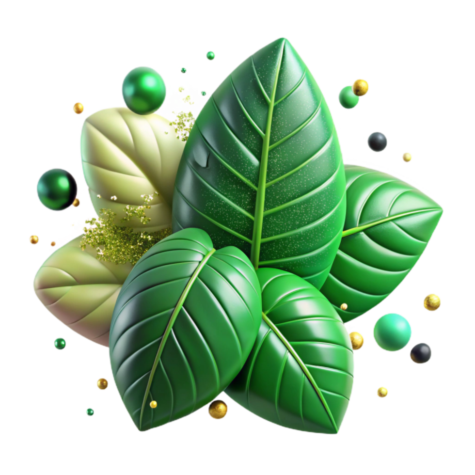 serene contemporary Green Leaves Detailed Veins Cutout exclusive png