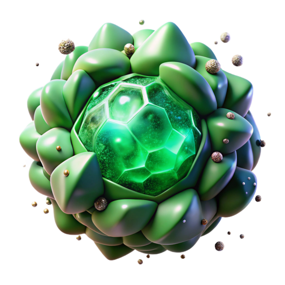 serene modern Green Nebula with Glowing Core Transparent Background professional png