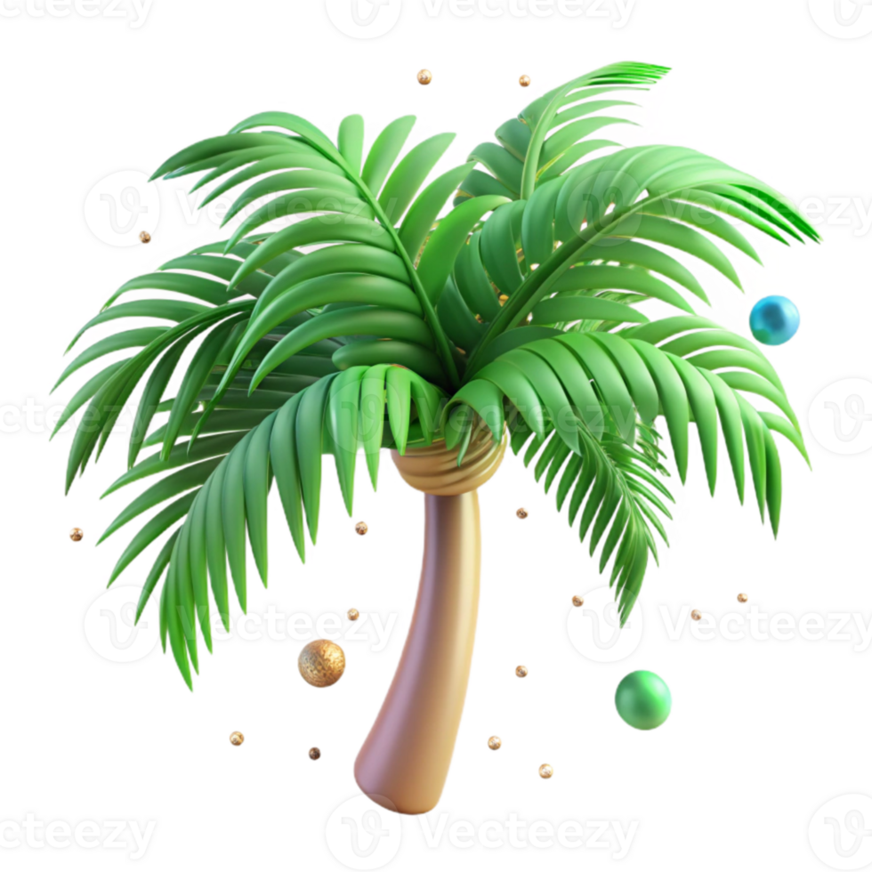 magnificent artistic Green Palm Tree Frond Swaying Transparent Background high quality png