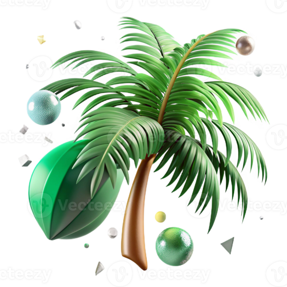 wonderful classic Green Palm Tree Frond Swaying Transparent Background original png