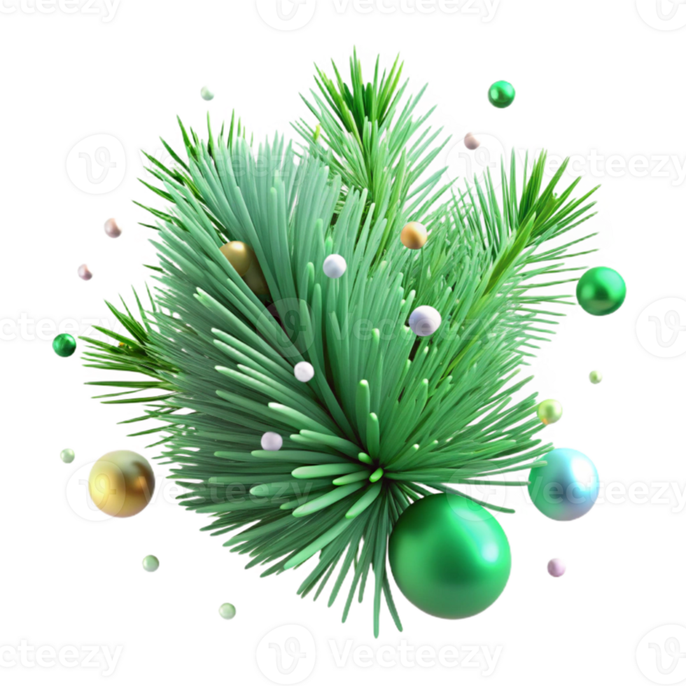 serene modern Green Pine Needle Transparent Background Element authentic png