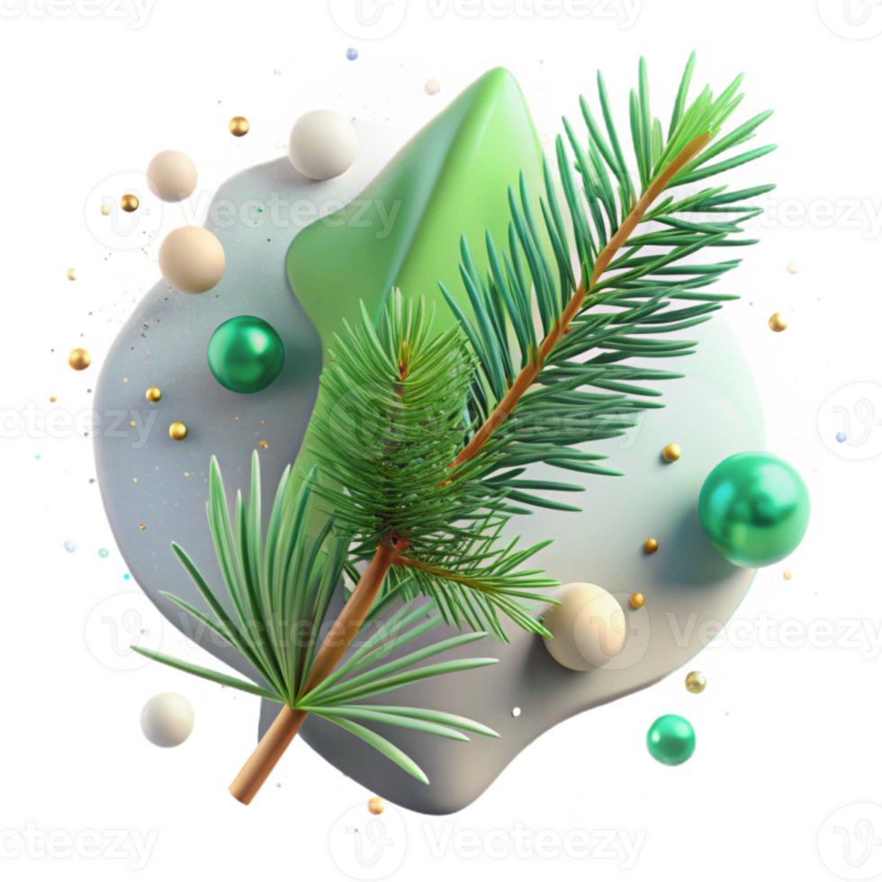 impressive artistic Green Pine Tree Branch Snow Covered Cutout high quality png