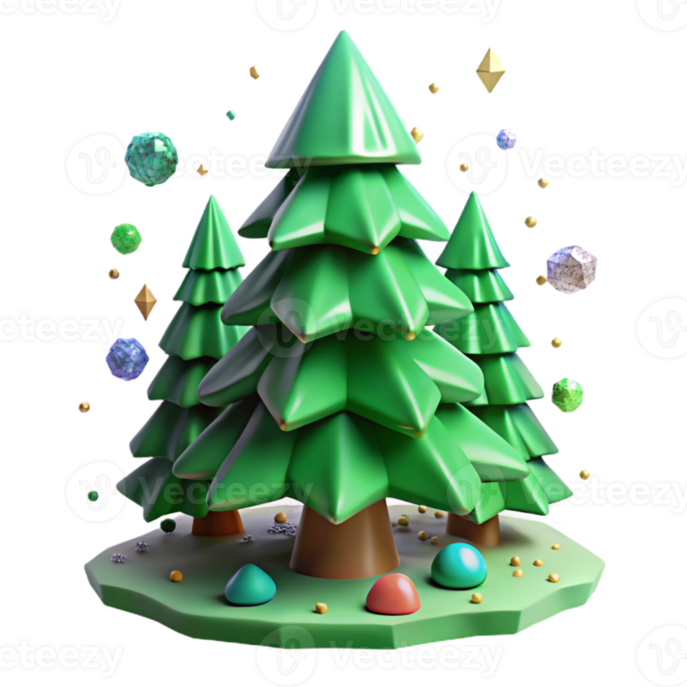 beautiful traditional Green Pine Tree Cutout with Realistic Branches authentic png