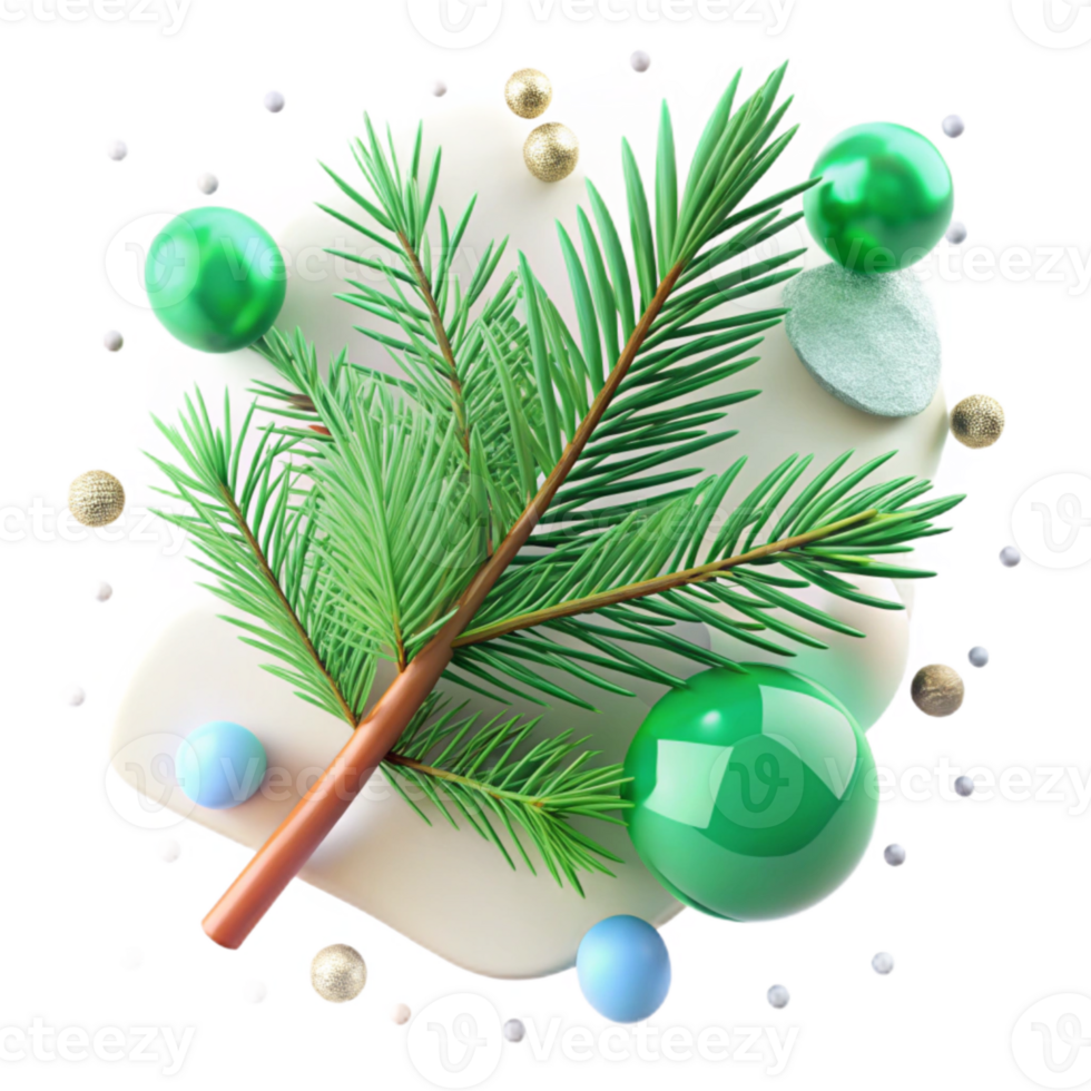 elegant rustic Green Pine Tree Branch Snow Covered Cutout high quality png