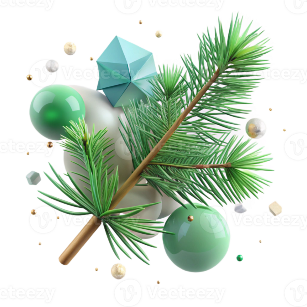 impressive rustic Green Pine Tree Branch Snow Covered Cutout authentic png
