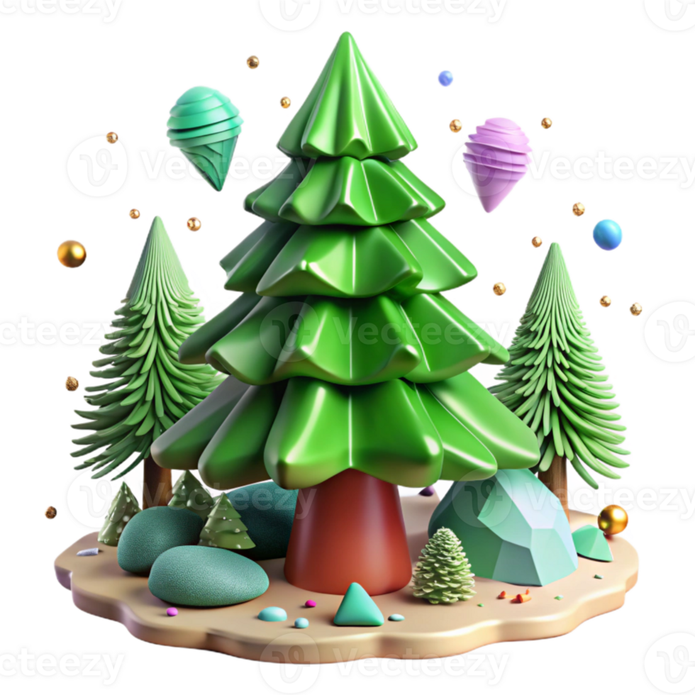 magnificent artistic Green Pine Tree Cutout with Realistic Branches authentic png