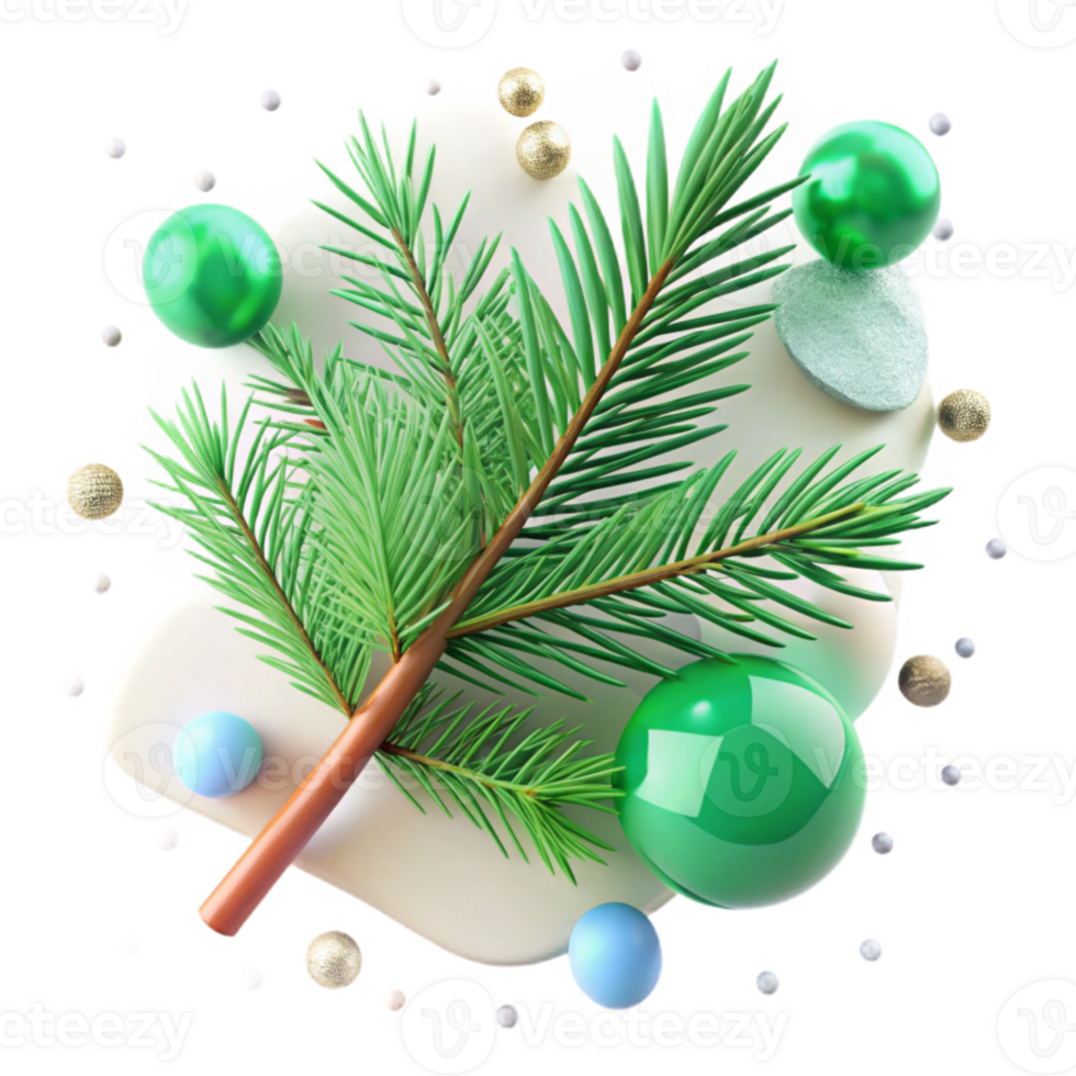 serene rustic Green Pine Tree Branch Snow Covered Cutout original png