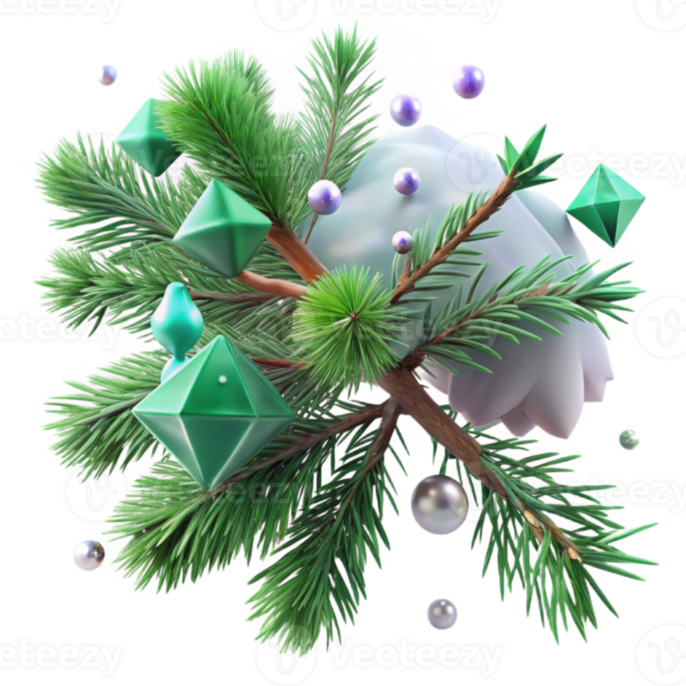 beautiful traditional Green Pine Tree Branch Snow Covered Cutout png