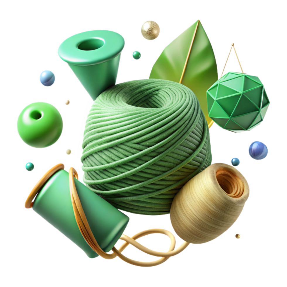 serene classic Green Thread in Natural Lighting Cutout professional png