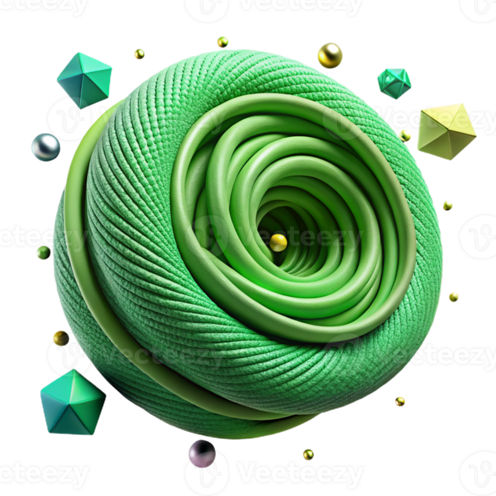 impressive abstract Green Thread in a Spiral Shape Cutout high resolution png