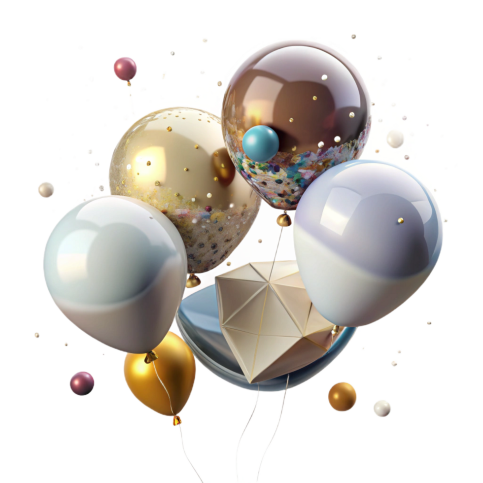 serene abstract Group of Balloons Floating Upwards Transparent Element high resolution png