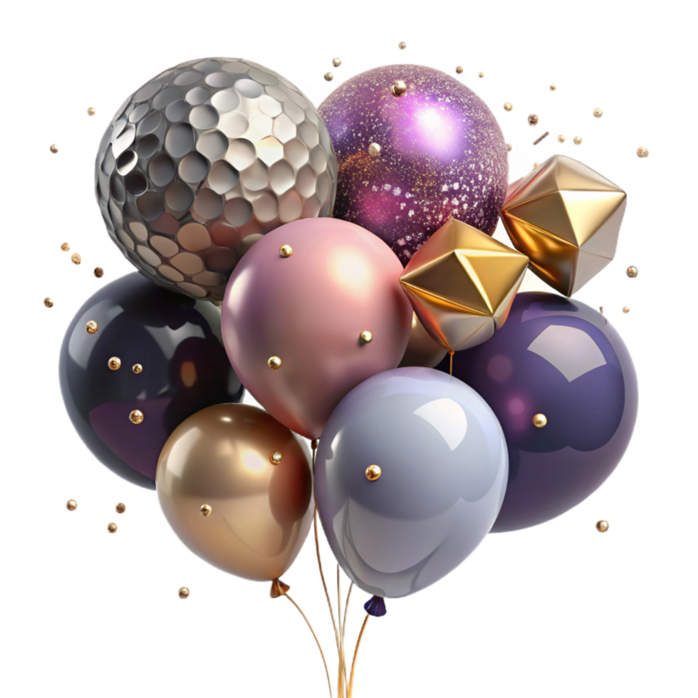 dramatic contemporary Group of Balloons Isolated on Transparent Background genuine png