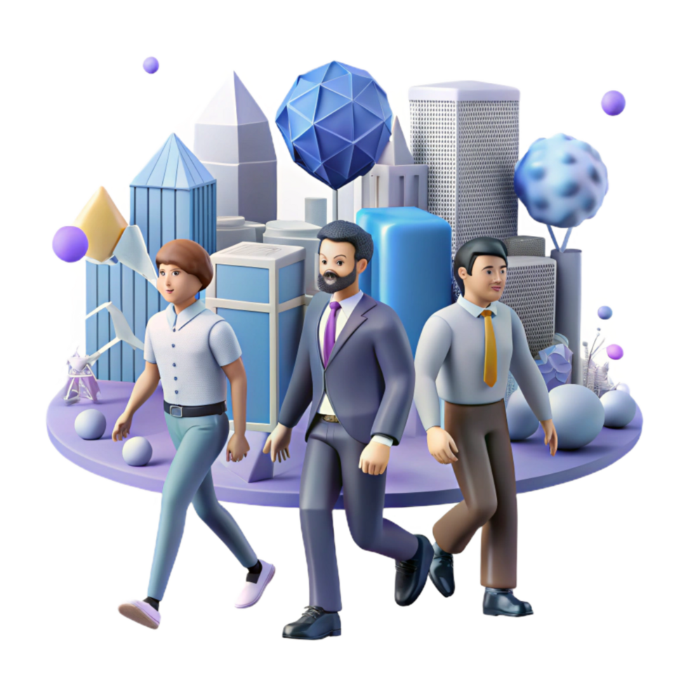 beautiful creative Group of Business People Walking in City Cutout Element exclusive png