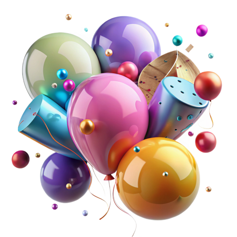 stunning modern Group of Colorful Balloons Floating Upwards Transparent Element detailed png