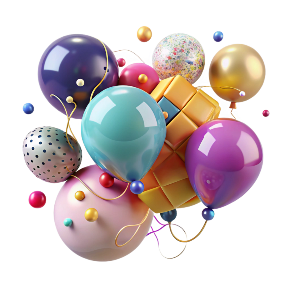 impressive contemporary Group of Colorful Balloons Floating Upwards Transparent Element png