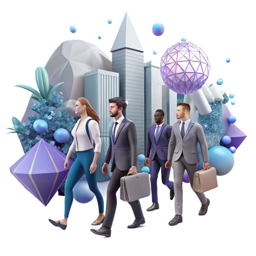 beautiful abstract Group of Business People Walking in City Cutout Element authentic png