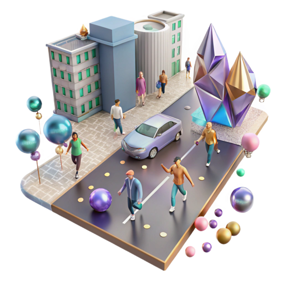 extraordinary artistic Group of People Crossing City Street Cutout Element high quality png