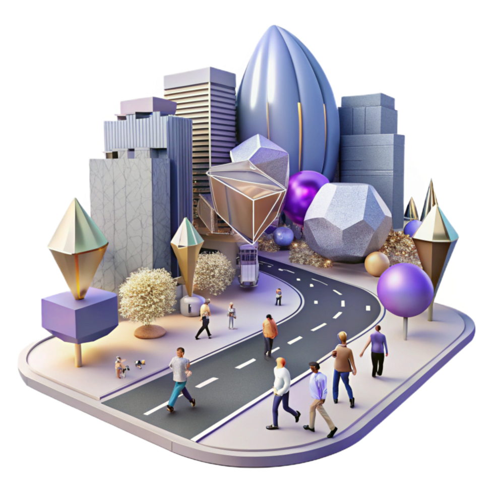 extraordinary rustic Group of People Crossing City Street Cutout Element professional png