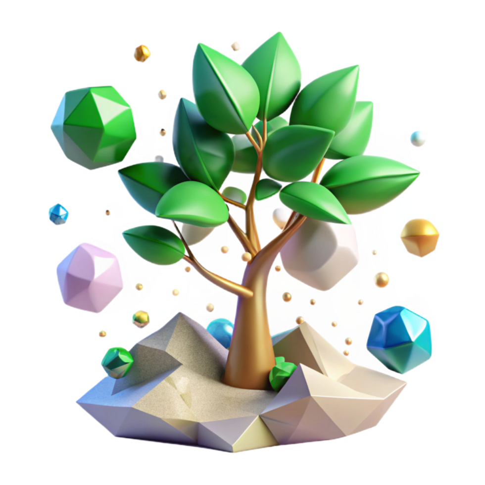 impressive rustic Growing Tree Sapling Isolated with Green Leaves detailed png