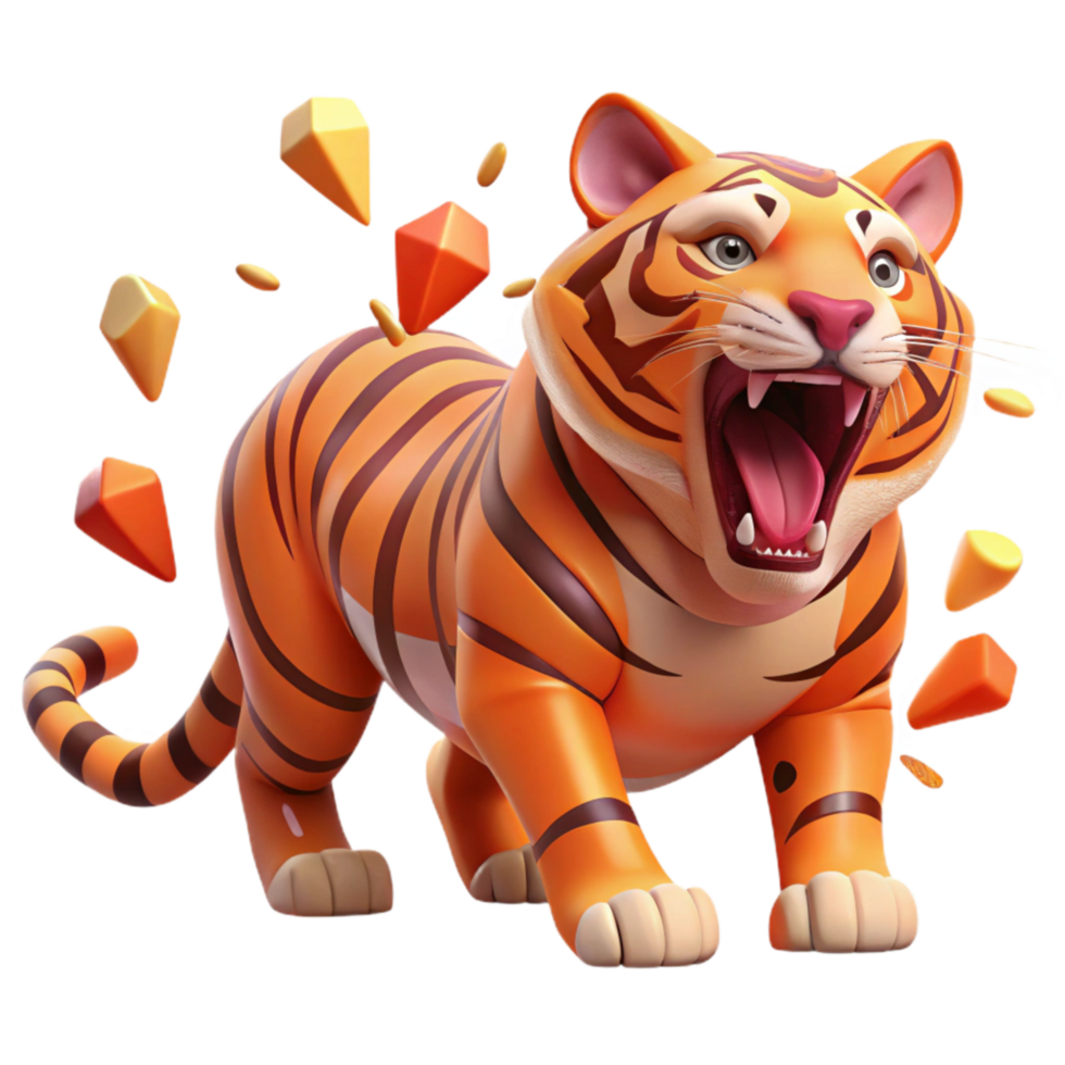 vibrant abstract Growling Tiger Orange Stripes Isolated original png