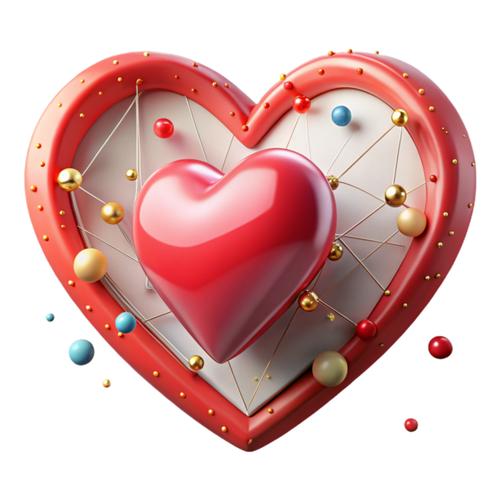 dramatic traditional Hand Drawn Heart Cutout with Red Outline Isolated authentic png
