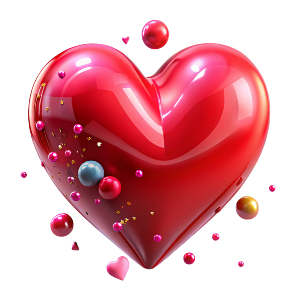 magnificent abstract Heart Shape Red Glossy Transparent Cutout authentic png