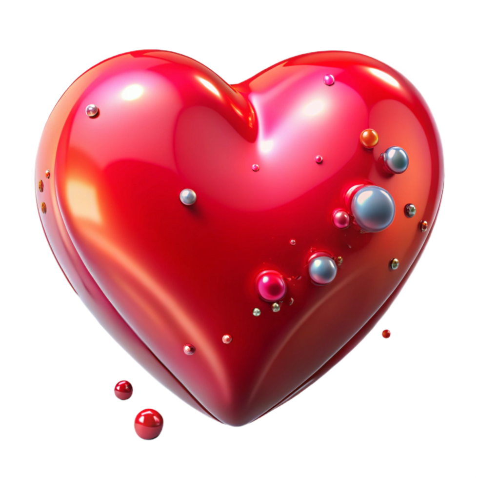 vibrant minimalist Heart Shape Red Glossy Transparent Cutout high resolution png