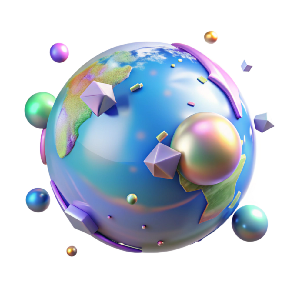 beautiful vintage Holographic Earth Globe Rotating Cutout high quality png