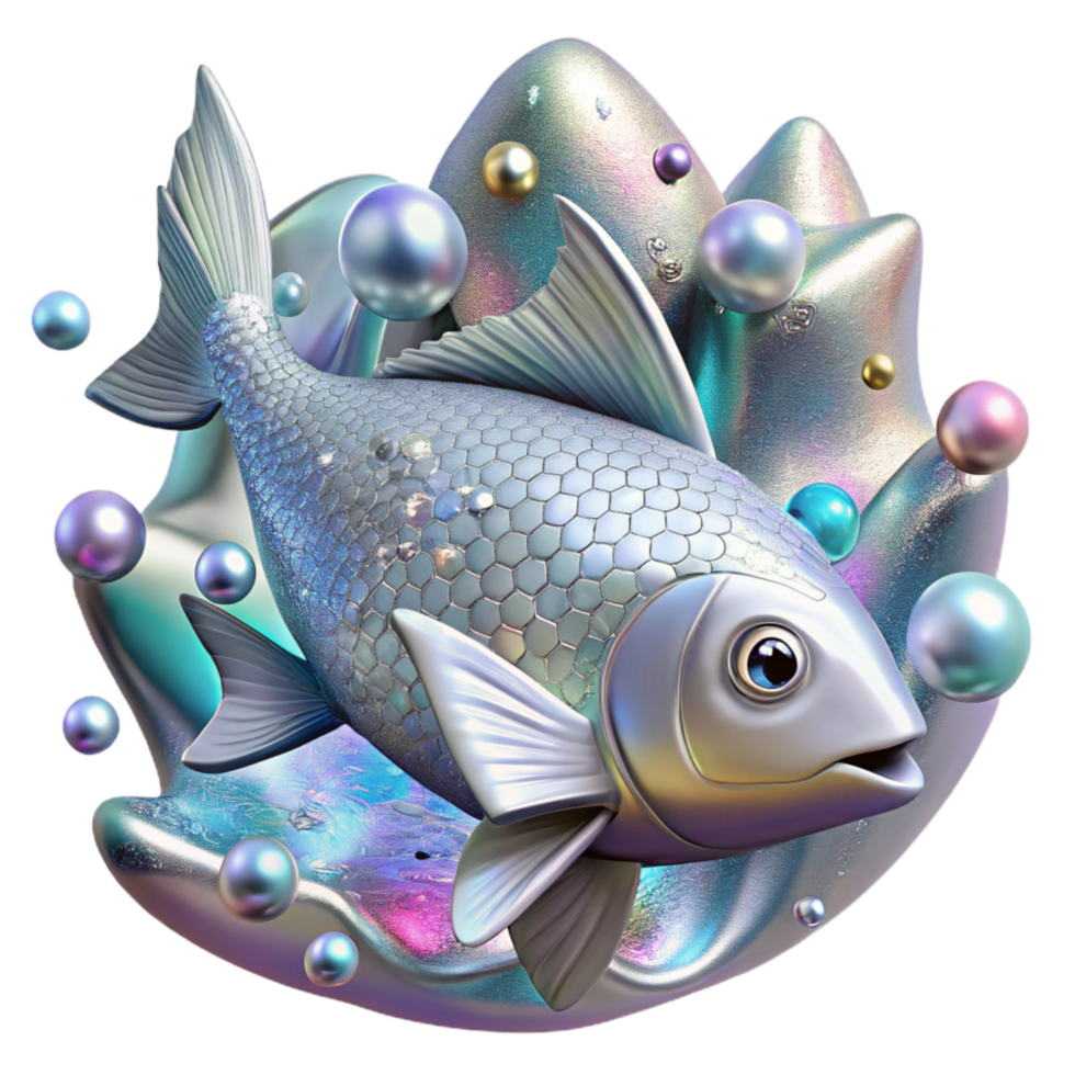impressive creative Holographic Fish with Silver Scales Isolated Element genuine png