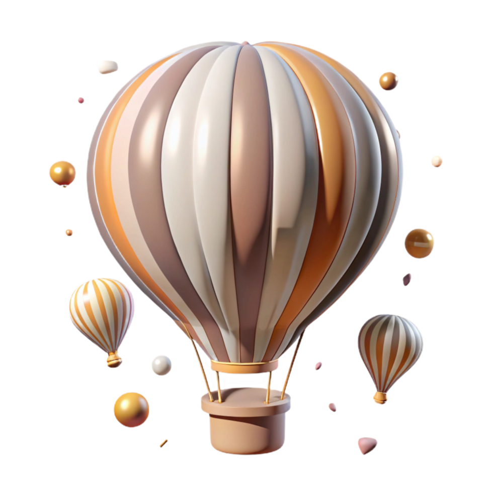 impressive classic Hot Air Balloon with Striped Pattern Transparent Background Cutout genuine png