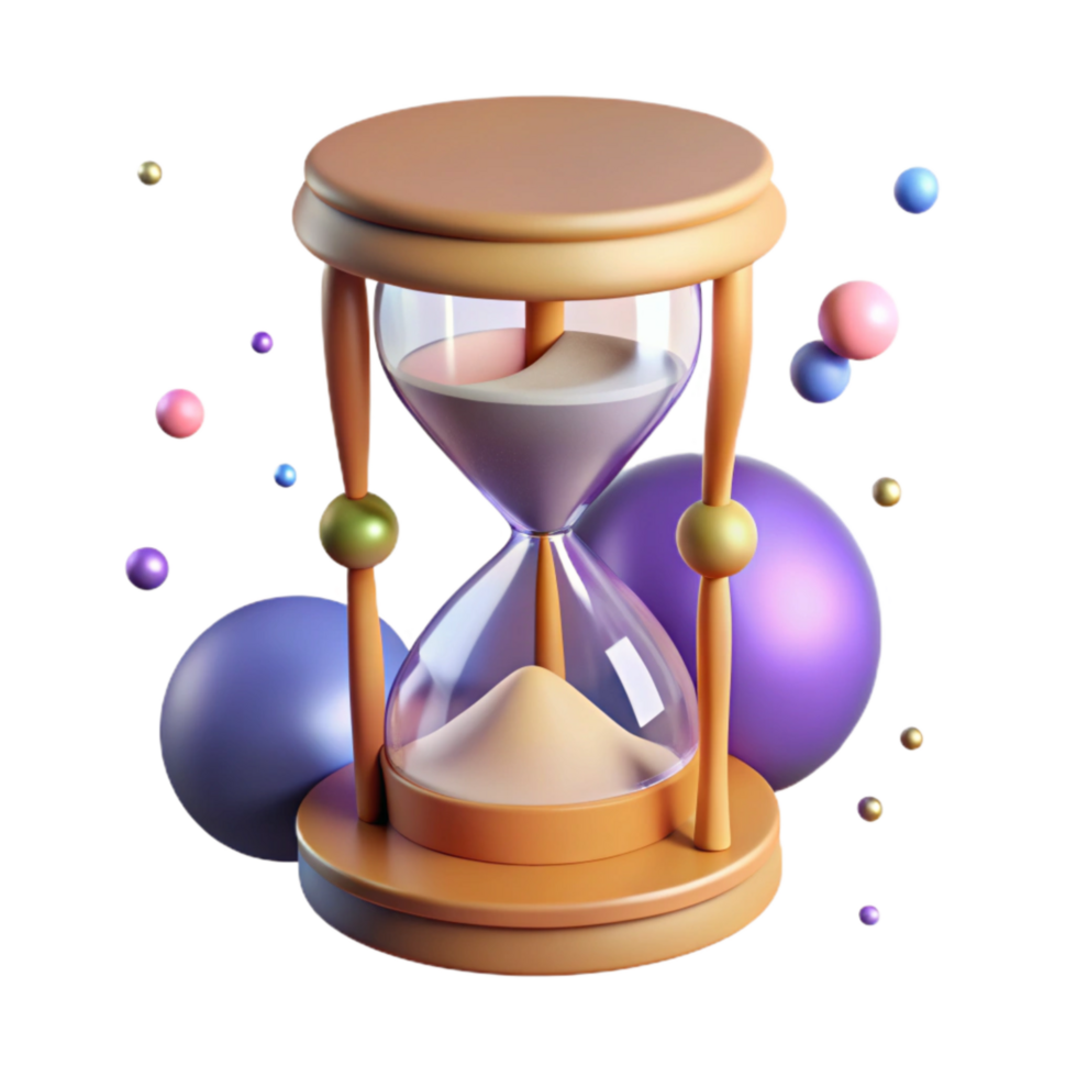 serene contemporary Hourglass with Falling Sand Isolated high resolution png
