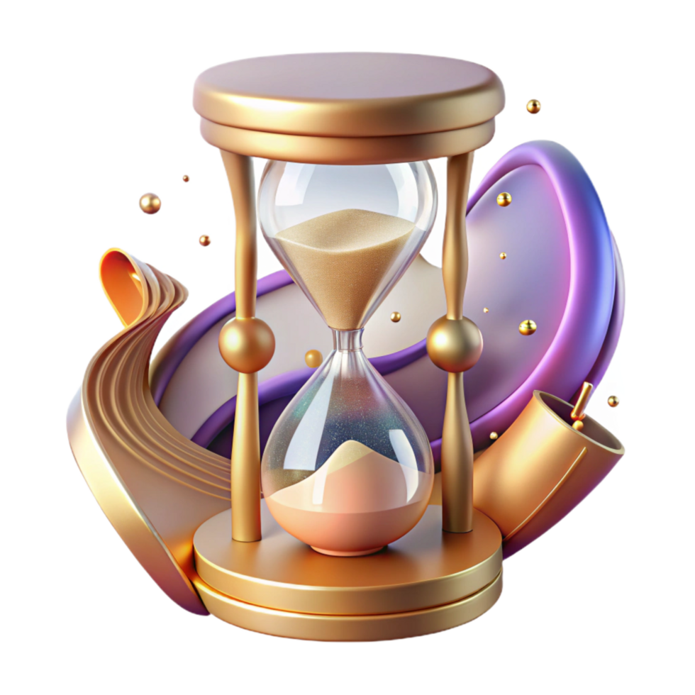extraordinary artistic Hourglass Transparent Background with Flowing Sand premium png
