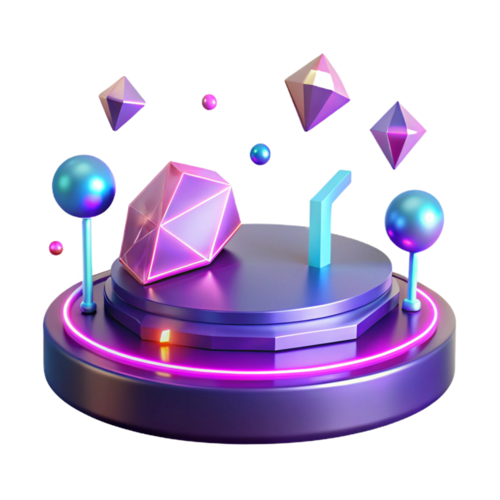 elegant rustic Hovering Platform with Neon Lights Cutout png