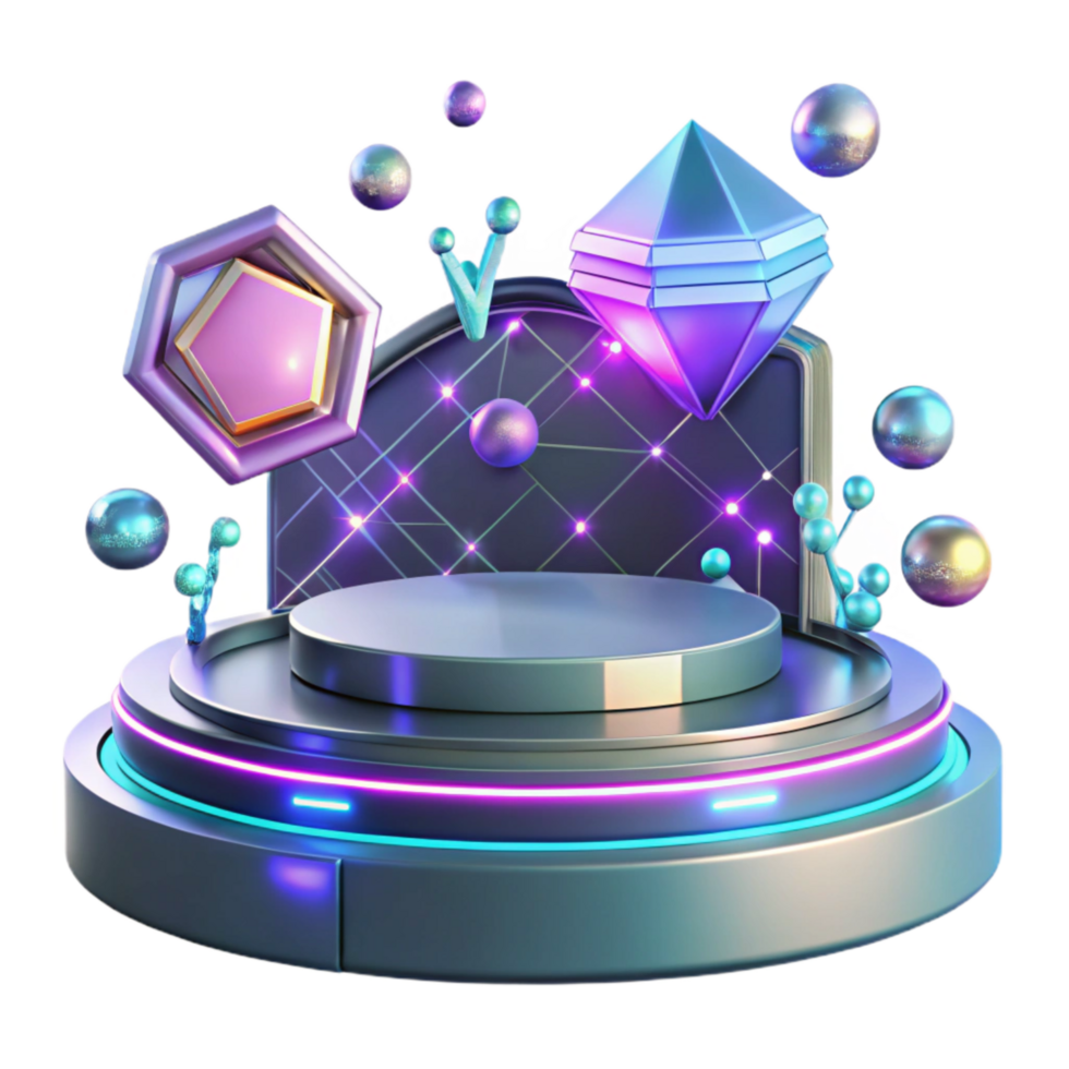 vibrant abstract Hovering Platform with Neon Lights Cutout exclusive png