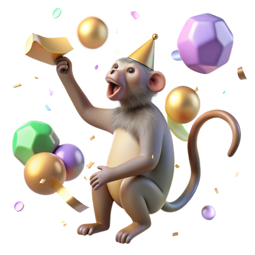 dramatic contemporary Howling Monkey Long Tail Transparent Background premium png